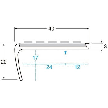 パルステップ 階段滑り止め アルミ製ノンスリップ ゴムタイヤ両面テープ貼付けタイプ SCA4013R ケージーパルテック
