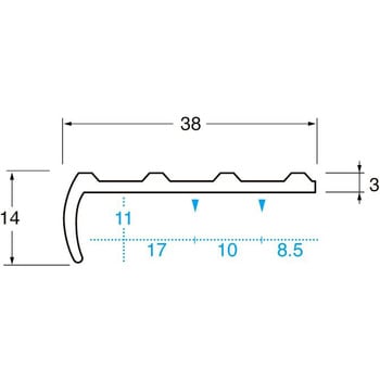 パルステップ 階段滑り止め アルミ製ノンスリップ 無垢タイプ A38AB