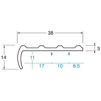 パルステップ 階段滑り止め アルミ製ノンスリップ 無垢タイプ A38LPY ケージーパルテック