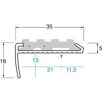 パルステップ 階段滑り止め 真鍮製ノンスリップ35巾 ゴムタイヤ充填タイプ N35P ケージーパルテック