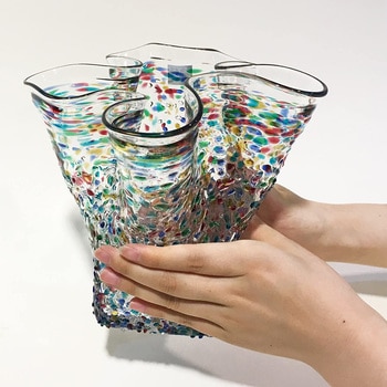 花瓶 花器 ねぶた フリル花器 - 津軽びいどろ