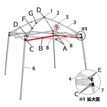 ビスタDMJ29-18用パーツ部品 トラスB(l215mm) イージーアップ