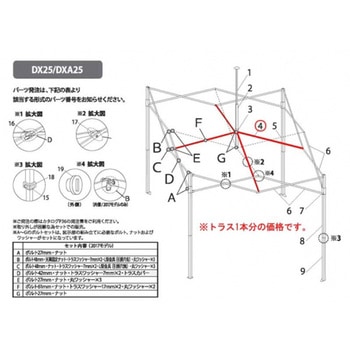 デラックスDXA25用パーツ部品(2017モデル) トラス中A1220mm イージーアップ