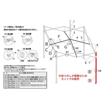 デラックスDX30用パーツ部品(2017モデル) コーナーポスト上部・下部 イージーアップ
