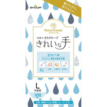 ナイスハンド きれいな手 つかいきりグローブ ビニール 100枚入 1箱