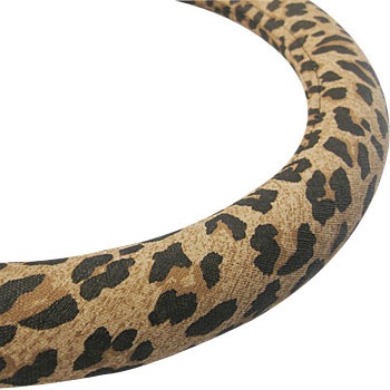 ブラウン-2HL ハンドルカバー ステッチなし(豹柄) 1個 ノーブランド 