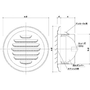 SK-SG100ND-SLC 丸型ガラリ(防火ダンパー付) 1個 神栄ホームクリエイト