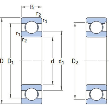 単列深溝玉軸受 6000番台オープンタイプ(開放型) SKF