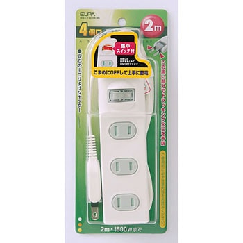 扉付電源タップ 集中スイッチ付き 4個口 防塵シャッター 180°角度調整 プラグ ELPA