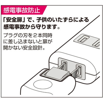 コード付タップ 延長コード 電源タップ 4個口  トラッキング 火災予防 回転式コンセント ELPA