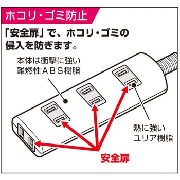 コード付タップ 延長コード 電源タップ 4個口  トラッキング 火災予防 回転式コンセント ELPA