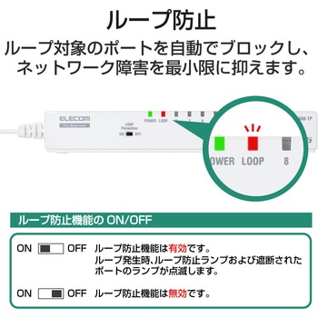 スイッチングハブ 8ポート ギガビット 電源一体 タップ型 マグネット付 ループ検知 3年保証 EHB-UG2A08-TP エレコム