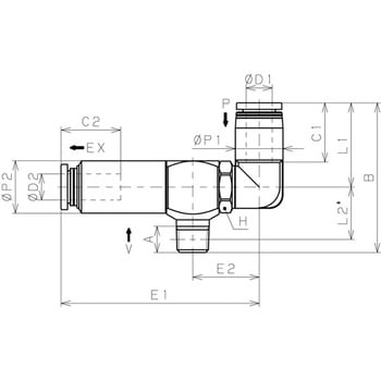 真空発生器 エア供給ポートエルボ集中排気 PISCO(ピスコ)