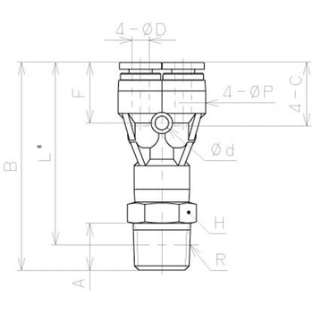 耐腐蝕性SUS303相当継手 ブランチ二重ワイ PISCO(ピスコ)