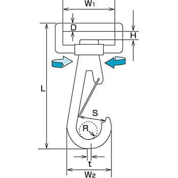 V-1 スイベルベルトフック 1個 水本機械製作所 【通販サイトMonotaRO】