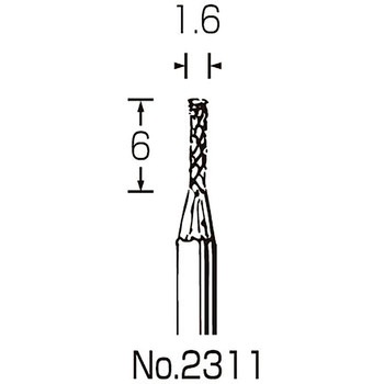 超硬回転ヤスリ 1.6X6X3Φ軸 サンフレックス
