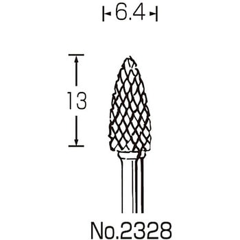 超硬回転ヤスリ 6.4X13X3Φ軸 サンフレックス