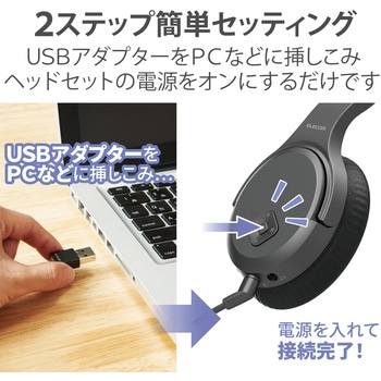 ヘッドホン ヘッドセット マイク付き 無線 ワイヤレス 両耳 オーバーヘッドタイプ 2.4GHz ( 有線 3.5mm 接続可能 ) 単一指向性 16時間連続使用 ステレオ ブラック エレコム