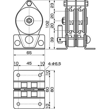 TM50×2 固定滑車たて型分離式 1個 スリーエッチ 【通販サイトMonotaRO】