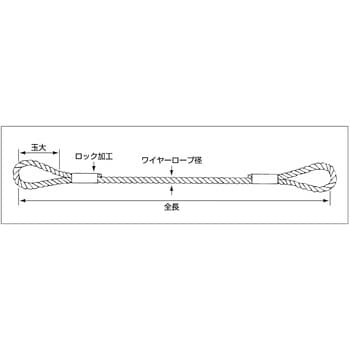 LT9mm×1m ロック止玉掛ワイヤー(メッキ) 1本 スリーエッチ 【通販 