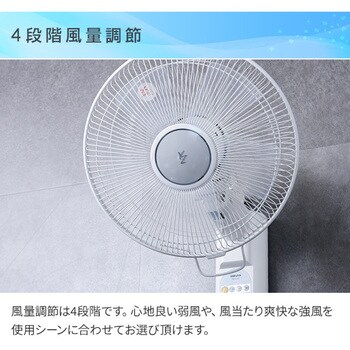 30cm壁掛け扇風機(リモコン) 風量4段階 入切タイマー付き YAMAZEN(山善)