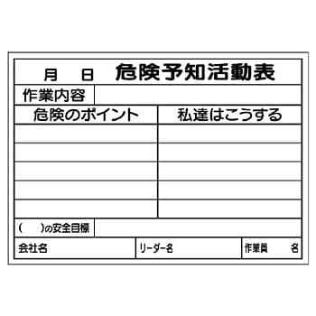 危険予知書込み用紙 ユニット 危険予知活動表 【通販モノタロウ】