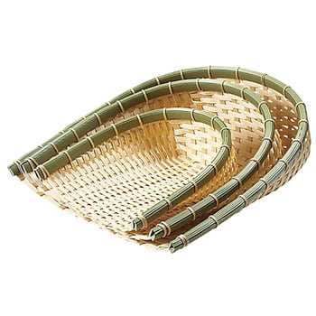 新着新品】鳥越竹細工 すず竹 手付き楕円ざる 入れ子3点セット