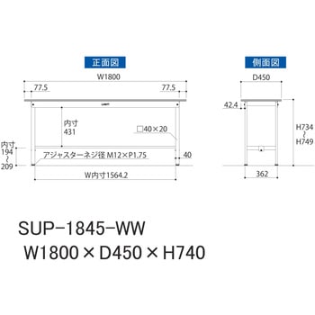 軽量作業台/耐荷重150kg_固定式_ワークテーブル150シリーズ_低圧メラミン天板 山金工業