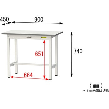 軽量作業台/耐荷重150kg_固定式_ワークテーブル150シリーズ_低圧メラミン天板 山金工業