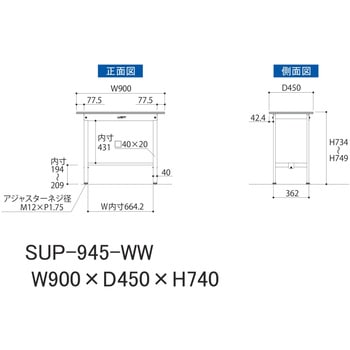 軽量作業台/耐荷重150kg_固定式_ワークテーブル150シリーズ_低圧メラミン天板 山金工業