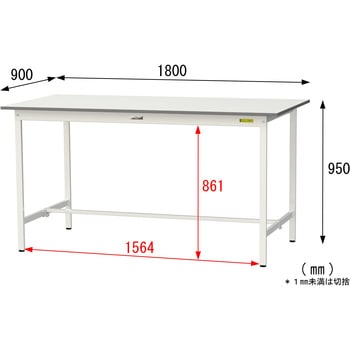 軽量作業台/耐荷重150kg_固定式_ワークテーブル150シリーズ_低圧メラミン天板 山金工業