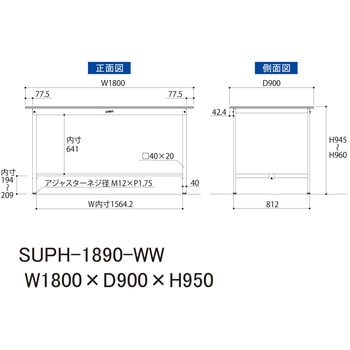 軽量作業台/耐荷重150kg_固定式_ワークテーブル150シリーズ_低圧メラミン天板 山金工業