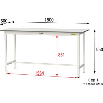 軽量作業台/耐荷重150kg_固定式_ワークテーブル150シリーズ_低圧メラミン天板 山金工業