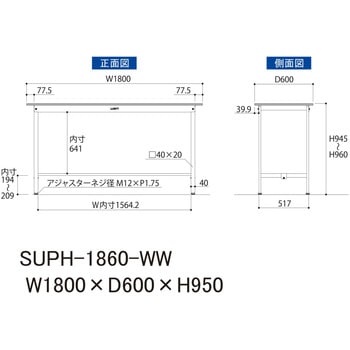 軽量作業台/耐荷重150kg_固定式_ワークテーブル150シリーズ_低圧メラミン天板 山金工業