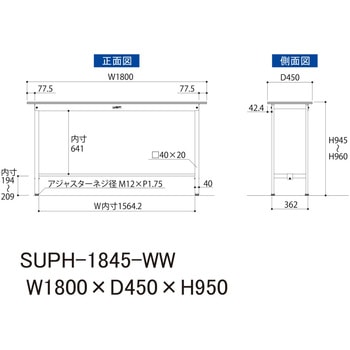軽量作業台/耐荷重150kg_固定式_ワークテーブル150シリーズ_低圧メラミン天板 山金工業