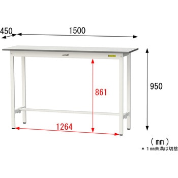 軽量作業台/耐荷重150kg_固定式_ワークテーブル150シリーズ_低圧メラミン天板 山金工業