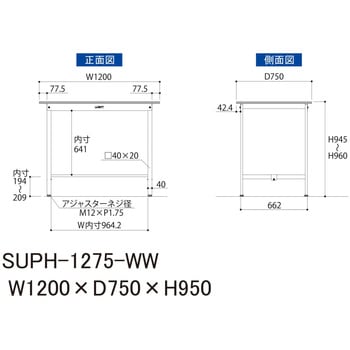 軽量作業台/耐荷重150kg_固定式_ワークテーブル150シリーズ_低圧メラミン天板 山金工業