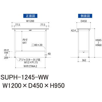 軽量作業台/耐荷重150kg_固定式_ワークテーブル150シリーズ_低圧メラミン天板 山金工業
