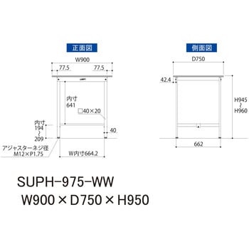 軽量作業台/耐荷重150kg_固定式_ワークテーブル150シリーズ_低圧メラミン天板 山金工業