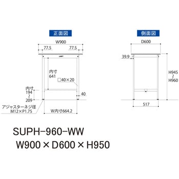 軽量作業台/耐荷重150kg_固定式_ワークテーブル150シリーズ_低圧メラミン天板 山金工業