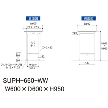 軽量作業台/耐荷重150kg_固定式H950_ワークテーブル150シリーズ 山金工業