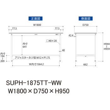 軽量作業台/耐荷重150kg_固定式H950_全面棚板付_ワークテーブル150シリーズ 山金工業