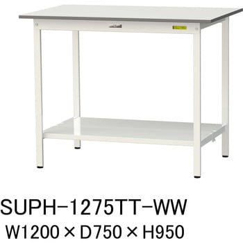 軽量作業台/耐荷重150kg_固定式H950_全面棚板付_ワークテーブル150シリーズ 山金工業