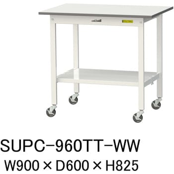 軽量作業台/耐荷重128kg_移動式H825_全面棚板付_ワークテーブル150シリーズ
