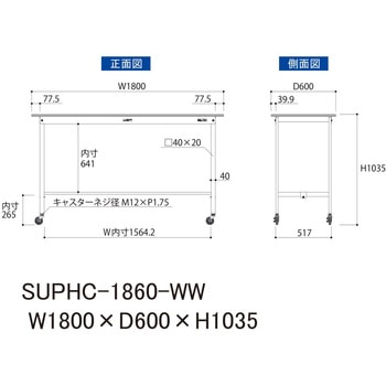 軽量作業台/耐荷重128kg_移動式H1035_ワークテーブル150シリーズ 山金工業