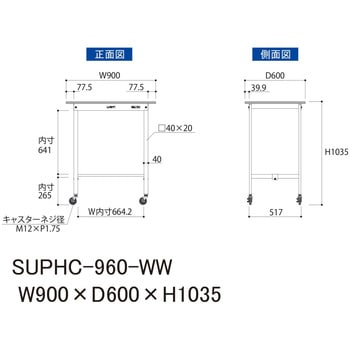 軽量作業台/耐荷重128kg_移動式H1035_ワークテーブル150シリーズ 山金工業