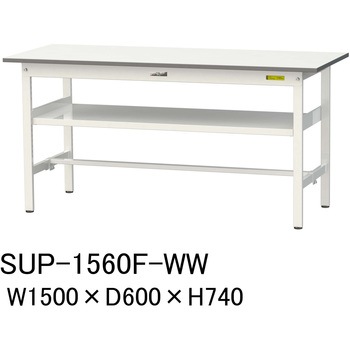 軽量作業台/耐荷重150kg_中間棚付固定式H740_ワークテーブル150シリーズ 山金工業