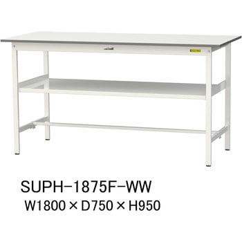 軽量作業台/耐荷重150kg_中間棚付固定式H950_ワークテーブル150シリーズ 山金工業