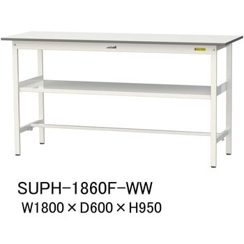 軽量作業台/耐荷重150kg_中間棚付固定式H950_ワークテーブル150シリーズ 山金工業