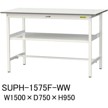 SUPH-1575F-WW 軽量作業台/耐荷重150kg_中間棚付固定式H950_ワーク